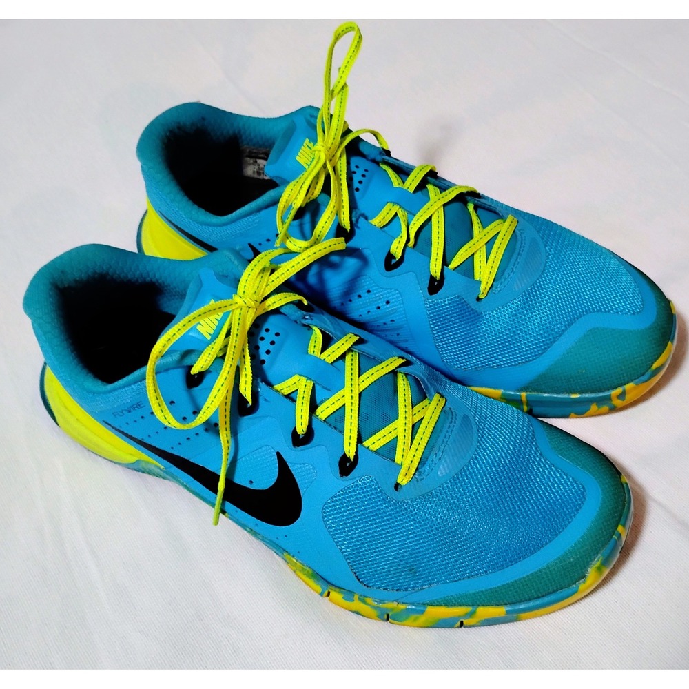 Nike Metcon 1 Blue Lagoon Volt Yellow Cross Training Shoes Men's 10 704688-404